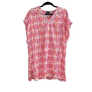 TAHARI Printed V-Neck Swimwear Coverup
White Pink Red M
